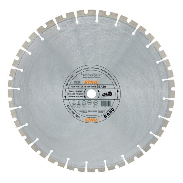 Алмазный отрезной диск по асфальту, бетону STIHL ВA 80, Ø 350 мм х 3,0 мм (08350947001)